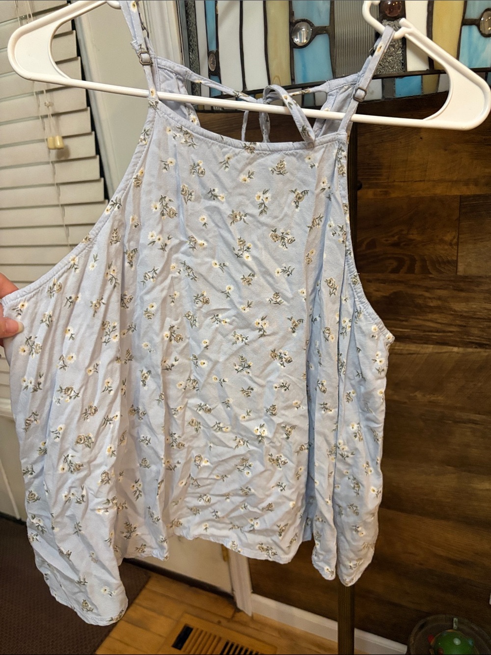 Hollister Light Blue Floral Halter Tank Top